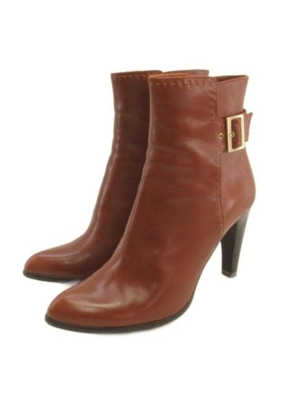 Louis Vuitton Leather Short Boots Buckle Brown